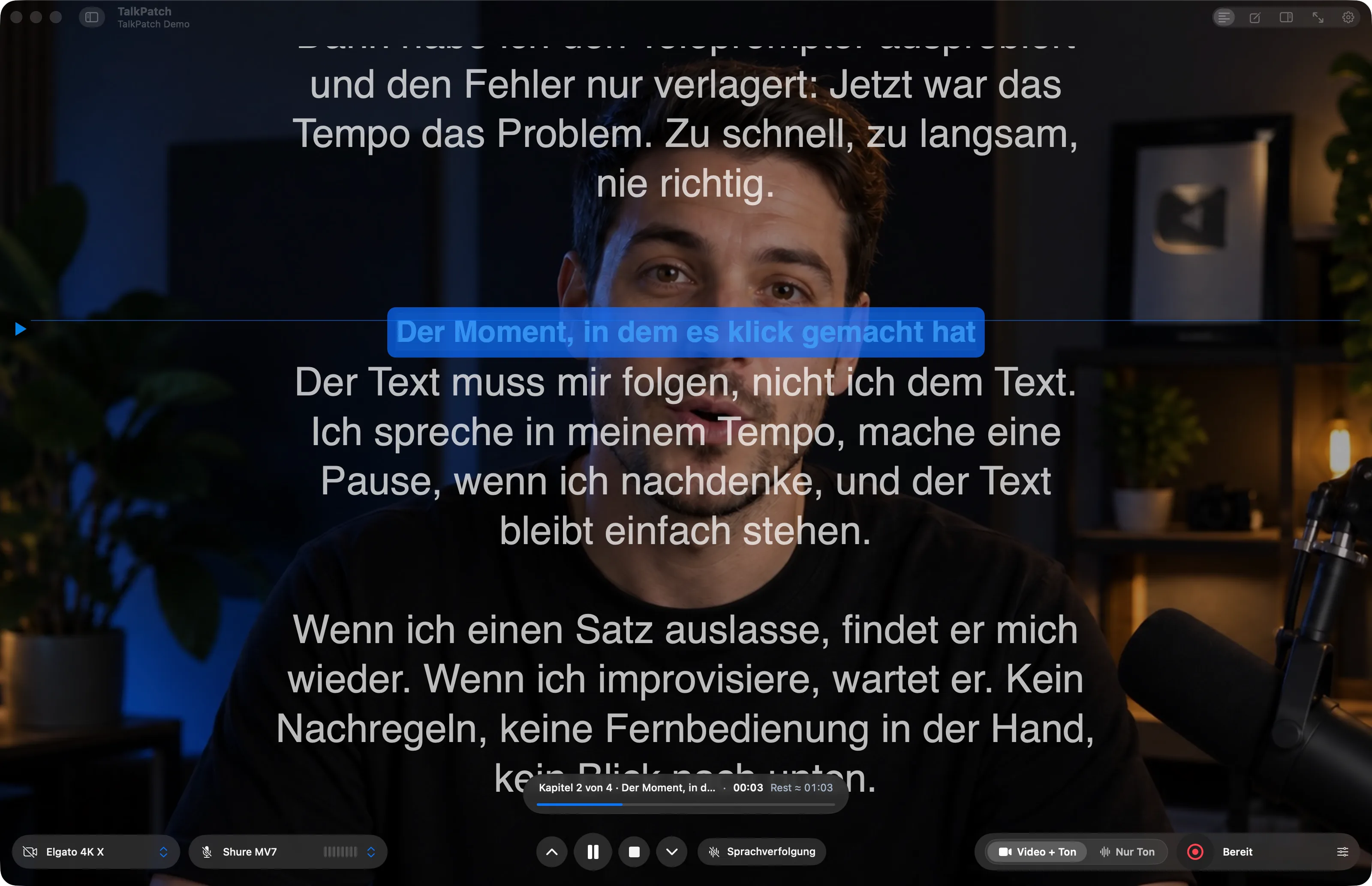Text auf dem Kamerabild.